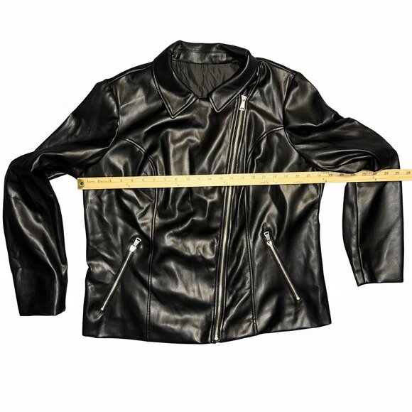 Unbranded Women’s Biker Faux Leather Jacket with Zippers - Picture 3 of 7